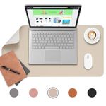 Aropana Anti-Slip Extended Mouse Pad, PU Vegan Leather Desk Mat, Computer Desk Table Protector Pad with Non-Slip Suede Base for Keyboard, Desktop, Laptop, Office, 27.6" x 13.8" inch, White