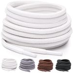 Round Shoelaces [1 Pair] 5/32" Thick - For Shoes, Sneakers & Boots (63", White)