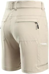 FitsT4 Sports Men’s Cargo Hiking Shorts 7 Inch Stretch Water Resistant Quick Dry Lightweight Outdoor Tactical Shorts Kahki Size M