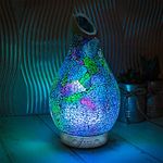 Leonardo Blue Mosaic Aroma Humidifier Diffuser - Essential Oil Quiet Ultrasonic Aromatherapy Humidifier – 4 Mist Modes, Colourful Light + Auto Shut-Off, LP47484, H24cm