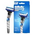 Gillette Mach 3 Turbo Shaving Razor For Men | Most Comfortable Shave | With 3D Flexi Head That Adjusts To Your Face