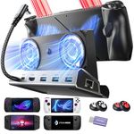 LISEN Docking Station for ASUS ROG ALLY X & Steam Deck & Lenovo Legion GO, Dual Cooling Fan [Zero Distraction] ROG ALLY Dock Station with 4K@60Hz,USB 3.0*3, PD100W and Ethernet Fit For Steam Deck OLED