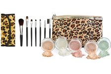 Leopard Kit W/ Brush Set & Bag Mineral Makeup Bare Skin Sheer Powder Foundation By Sweet Face Minerals (Warm)