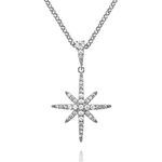 Namana North Star Pendant Necklace for Women with Cubic Zirconia. Stone Studded Silver Necklaces for Women. Lucky Star Necklace for Her, Silver Jewellery Gifts for Women