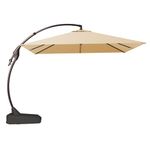 Grand patio Garden Parasol Umbrella with Base, Aluminium Outdoor Cantilever Umbrella with 8 Ribs, Crank Lift Operating, Offset Umbrella for Pool, Garden, Outdoor (Champagne, Square 3×3M)
