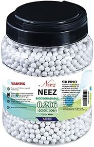 Neez Airsoft BB Pellets - Biodegradable High-Grade Paintball Plastic Bullets for Pellet Guns and Air Rifles - 1000, 2000, 5000, and 10000 Rounds of 6mm 0.20g BBs (5000- Bio TUB-White)