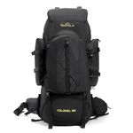 Tripole Colonel Metal Frame 80L Rucksack with Detachable Bag & Rain Cover for Trekking & Travelling | Men & Women | 3 Year Warranty,Black