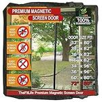 TheFitLife Magnetic Screen Door - Heavy Duty Mesh Curtain with Full Frame Hook and Loop Powerful Magnets That Snap Shut Automatically (Black, 74"x81" Fits Door Size up to 72"x80" Max)