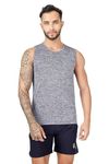 BLUEFICUS Men's Gym Vest Workout and Muscle Tank Top for Bodybuilding Athletics Running Weight Lifting Made by Polyester Fabric (Medium, Grey MILANGE)