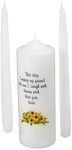 Celebration Candles Wedding Unity 9-Inch This Day I Marry My Friend Pillar Candle with Sunflower Motif and 10-Inch Taper Candle Set, White