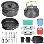 Queta Camping Cooking Set Outdoor Camping Pans Pots and Stove Cooking Gear for Outdoor Hiking BBQ Picnic Campfire Backpacking Travel (Style A)