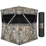 DORTALA Pop Up Hunting Blind, 3 Person Camouflage Hunting Tent with 180 Degree Mesh Windows, Carrying Bag & Ground Stakes