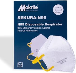 Makrite SEKURA N95 Foldable Particulate Respirator Mask, NIOSH Certified, M/L Size (Box of 40 Masks)