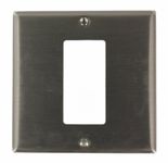 Leviton S746-N 2-Gang 1-Decora/GFCI Centered Device Decora Wallplate, Device Mount (Stainless Steel)