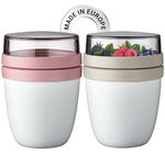 Crystalia Leak Proof Overnight Oats Jars with Lids and Spoons, Yogurt Pots with Lids, Set of 2 BPA Free Cereal Cups, Muesli Cups, Meal Prep, Cereal to Go, Yoghurt Container, Overnight Oats Container