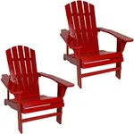 Sunnydaze Coastal Bliss Painted Natural Fir Adirondack Chair - 250 lb Weight Capacity - Red - Set of 2