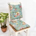 TIQH Cotton Printed Chair Pads/Chair Cushion/Back Support/Seat Cushion with Ties and Handmade Quilting (Set of 2) (Pattern 03)