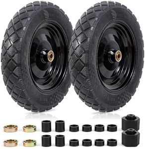 MZREXN 4.80/4.00-8" Flat Free Tire and Wheel 15" Solid Wheelbarrow Tires, 3.00-4.00/4.80-8" with 5/8" & 3/4" Bearings, 3" Centered Hub for Hand Truck Garden Trailers Utility Cart Yard Wagon 2PCS Black