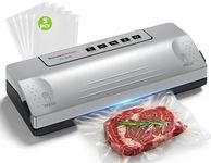 Bonsenkitchen Vacuum Sealer Machine, Multi-Functional Food Sealer for Sous Vide & Food Preservation, Automatic Operation Mode, 30cm Longer Seal, Compact Design, Includes 5 Pre-cut Bags, Silver