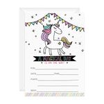 Rainbow Unicorn Party Invites / 25 Cards With White Envelopes/Magical Whimsical Invitations/Fill In Pastel Birthday Cards