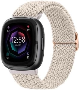 Elastic Solo Loop Bands for Fitbit Versa 4 Bands&Fitbit Versa 3 Bands, Fitbit Sense 2 Bands&Fitbit Sense Bands Women/Men, Adjustable Stretchy Braided Sport Replacement Sport Straps