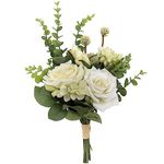 Alynsehom Artificial Fake Flowers Plants Silk Flower Arrangements Wedding Bouquets Decorations Plastic Floral Table Centerpieces for Home Kitchen Garden Party Decor (White)