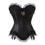 Grebrafan Push up Corsets for Women Plus Size Striped Bustier Burlesque (UK(10-12) L, Black)