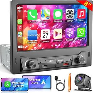 8" Wireless Single Din Car Radio Stereo with Carplay Android Auto Touch Screen, Car Audio Receivers Head Unit, Bluetooth 5.3, Backup Camera, FM/AM, SWC, Mirrorlink, Charging Function