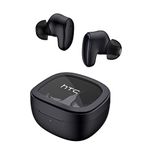 HTC True Wireless Bluetooth Earbuds 9, in-Ear Earphones with Wireless Charging Case, 24Hour Playtime/Game Modes/Built-in Mic/Touch Control -Black