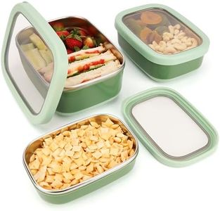 BELLE VOUS (Lot de 3 Boite Alimentaire Inox avec Extérieur Antidérapant - Bento Inox sans BPA - Compatibles aux Micro-Ondes, Lave-Vaisselle et Congélateur
