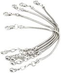 Yeshan 5pcs Women Silver Plated Snake Chain Charm Bracelet Starter with Classic Bead Lobster Clasp Fits All Chamilia Troll Biagi Beads,6.7inch