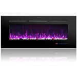 Rodalflame 50 Inches Electric Fireplace Inserts, Recessed and Wall Mounted Fireplace Heater for Indoor Use with Remote Control, 13 Color Flames with Log &Crystal, 9H Timer, 750/1500W