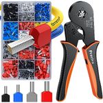 Preciva Bootlace Ferrule Crimping Tool Kit, 0.08-16mm²/AWG28-5 Ferrule Crimping Tool with 1200pcs Ferrules(300 Dual Wire Terminals), Crimping Tools, Self-Adjsutable Ratchet Wire Crimper Plier