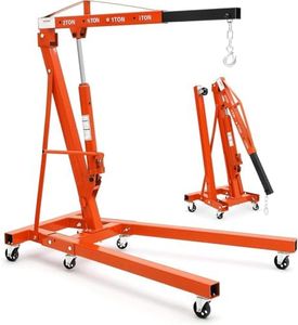 GarveeTech 2 Ton Folding Engine Hoist, Cherry Picker Engine Hoist, 4400 LBS Heavy Duty Hydraulic Shop Crane with Telescopic Boom and 6 Casters Engine Lifter for Automotive Repair