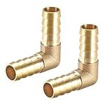 sourcing map 12mm Barb Brass Hose Fitting 90 Degree Elbow Pipe Connector Coupler Tubing 2pcs