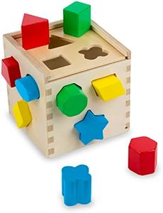 Melissa & Doug 575 Shape Sorting Cube, Classic Wooden Toy with 12 Shapes