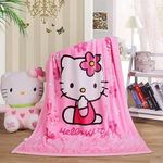 Hidtaw Cartoon Printing Throw Blanket for Girls Kids Adults, 40"x55", All Seasons Flannel Fleece Blanket, Soft & Warm Plush Blankets for Couch Sofa Bed Camping Travel (Pink)