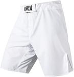 LAFROI Mens MMA Cross Training Boxing Shorts Trunks Fight Wear with Drawstring and Pocket-QJK01 White Size LG