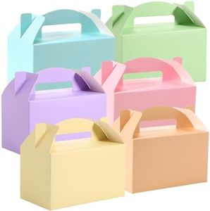 Skyygemm 48 Pcs Gable Gift Box 6 x 3.5 x 3.5 Inches Colorful Paper Candy Boxes Snack Goodie Cake Treat Boxes for Kids Holiday Birthday Baby Shower Mother's Day Party Favor(Pastel Color)