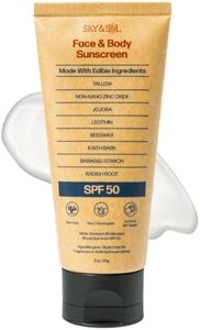 Sky and Sol Non-Toxic Natural Mineral Sunscreen SPF 50 | Safest Organic Natural Tallow & Zinc Oxide Sunblock | Reef Safe, Clean Non-Greasy Formula for Face and Body | Women and Men. 3 oz (85 g)