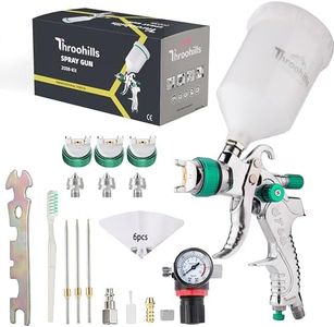 Throohills Professional HVLP Spray Gun, 1.4/1.7/2.0mm Nozzle HVLP High Atomization Flow Adjustable Pneumatic Gravity Spray Gun(Green)