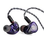 Linsoul Kiwi Ears Quartet 2DD+2BA Hybrid In-Ear Monitor, HiFi Earphones with Hand-crafted Resin Shell, Detachable OFC Silver-plated IEM Cable for Audiophile Musician DJ Studio Gaming (Purple, Quartet)