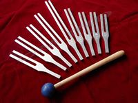 New 9 Sacred Solfeggio Tuning Fork with Velvet Pouch, Mallet