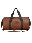 Leather World Vegan Leather 24 Cms Duffle/Shoulder/Gym Bag for Men & Women Tan Travel Friendly Bag Gifts for Men