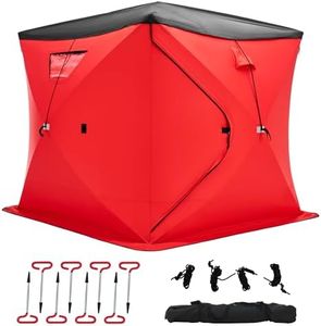 Albott Insulated Pop-Up Ice Fishing Tent, 3-4 Person Ice Shanty with Oxford Fabric, Waterproof Rain Cover, Chimney Vent, Anchors, Ropes, Carry Bag, Large Fishing Area