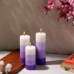 PROSPERRO LUMO Wax By Parkash Candle Set Of 3 Fragrance Pillar Candles Shade Finish (Purple - Lavender) 5 x 15 cm