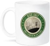 3dRose Putt Plastic in Its Place #12 - silhouette of frisbee disc golf basket on a hillside - Ceramic Mug, 15-ounce (mug_39409_2)