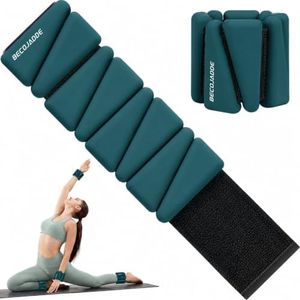 BECOJADDE Ankle Weights Set of 2 (2 lb Each) Adjustable Wrist Weights for Women Men Wearable Arm Leg Weight for Pilates, Running, Walking, Workout, Yoga, Deep Emerald