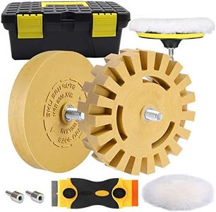 Decal Adhesive Remover, GOH DODD 4 Inch Eraser Wheel Car Sticker Remover with Wool Buffing Pad and Plastic Razor Blades, 8 Pieces