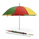 JEMIDI Outdoor Parasol Umbrella - Multi-colour 2 in 1 Beach Umbrella for Sun & Rain - Lightweight & Easy to Carry - With Removable Ground Rod & Handle